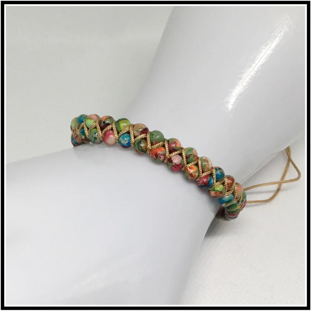 Marbled Double Beaded Adjustable Anklet Bracelet